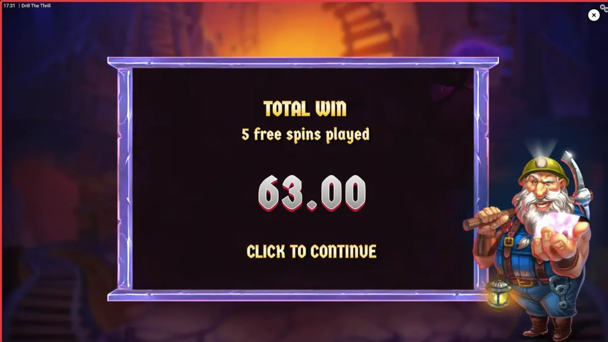 Mesin bor raksasa dan penambang dalam slot Drill the Thrill